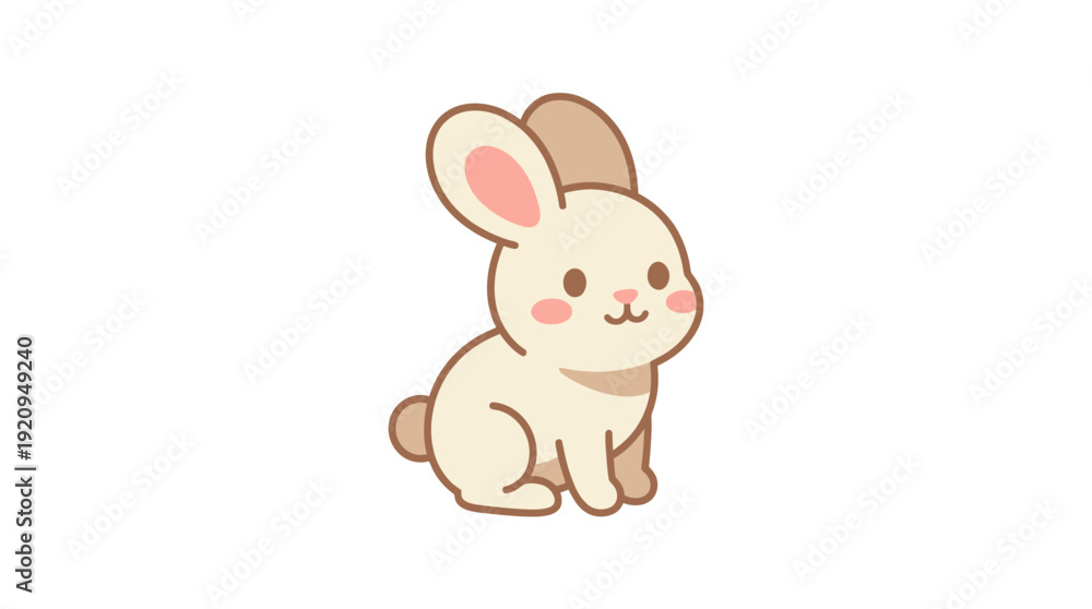 Fototapeta premium Bunny d flat vector isolated white background