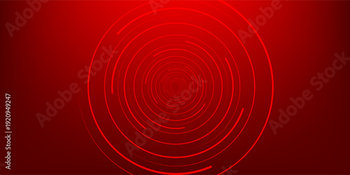 Vibrant red abstract spiral background with dynamic circular lines creating a hypnotic vortex effect. Great for tech, music, or energetic visual themes.eps,10