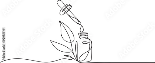 Homeophaty concept. Single line draw design. one line art icon drawing vector