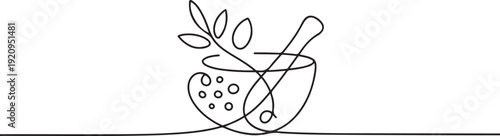 Homeophaty concept. Single line draw design. one line art icon drawing vector