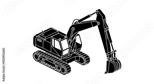 Heavy-duty excavator machine for construction and earthmoving operations.