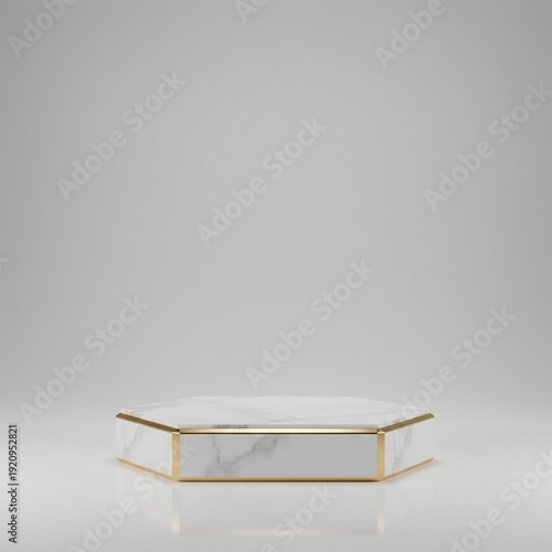 White marble pedestal with gold edges luxury product display