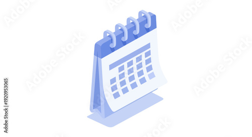 Isometric Calendar Icon Illustration for Scheduling and Time Management.