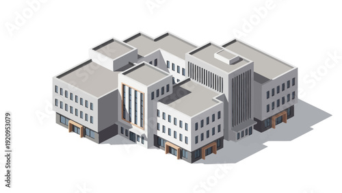 Isometric City Buildings Illustration.