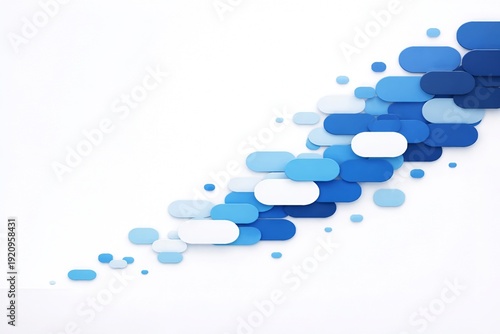 Blue Rounded Shapes Wave Background Template