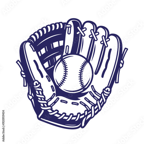 Baseball glove with ball inside on white background  sports equipment