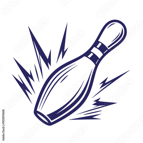 Bowling pin with motion lines on white background