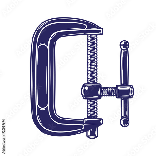 C clamp with screw and handle for gripping and holding objects firmly in place