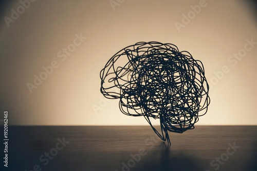 Tangled Wire Brain — Anxiety and Mental Overload Concept
