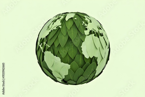 Planet Earth Formed from Green Leaves — Sustainability Concept