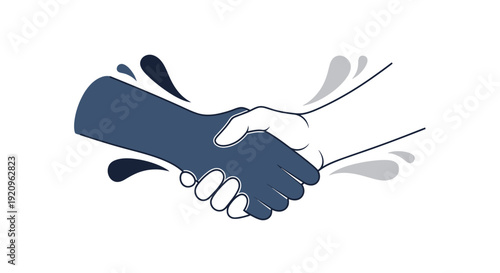 Diverse Hands Shaking in Agreement, Symbolizing Partnership and Unity with Splashes