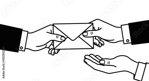Hands Exchanging Envelope Mail: Business Transaction, Delivery Service, and Communication Concept