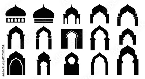 Collection of Islamic Architecture Doorways and Arches Vector Silhouettes