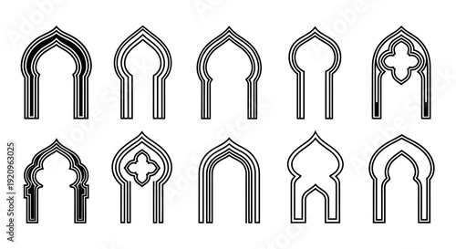 Collection of Islamic Architectural Archway Vector Illustrations and Designs for Design