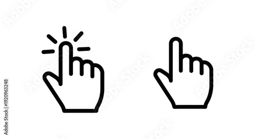 Cursor Clicking Icon and Hand Pointer Icon Set: Digital Interaction and User Interface Elements