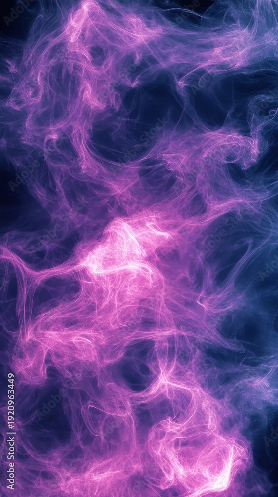 Obraz premium Abstract swirling purple smoke wisps artfully dancing on a stark black background.