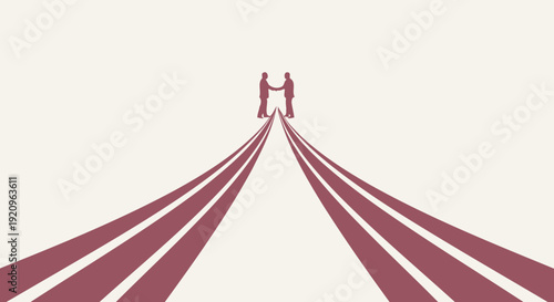 Two Businessmen Shaking Hands Symbolizing Partnership and Agreement on a Path