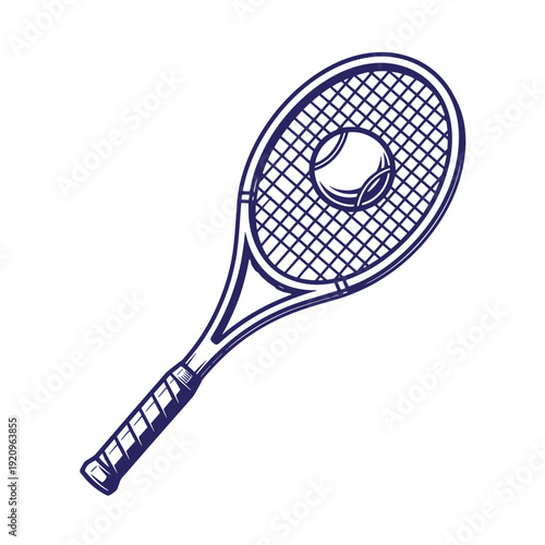 Tennis racket with ball on white background for sports and recreation activities  tennis equipment