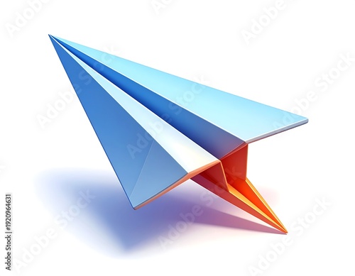 Free Download A blue and orange paper airplane on a white background - GFXLoad