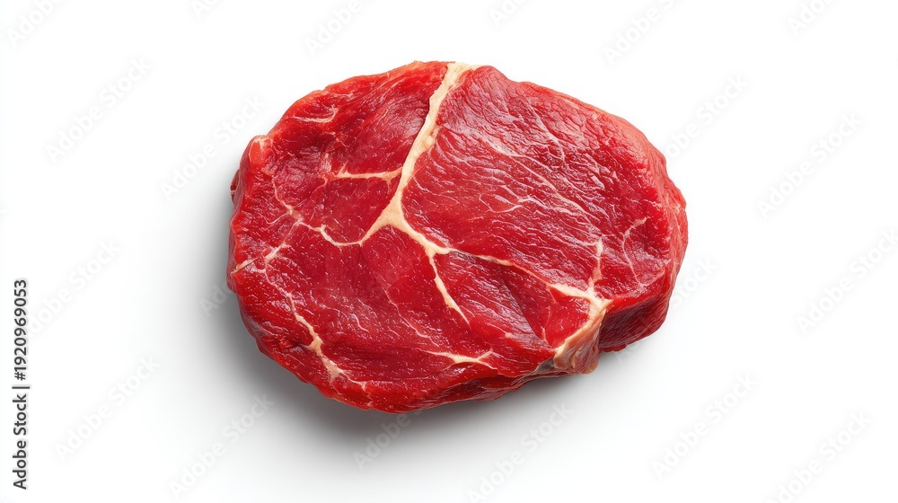 Obraz premium Fresh Raw Beef Steak Isolated on White Background Ideal for Culinary, Cooking, Grilling, and Healthy Diet Concepts in Food Photography