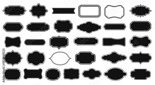 Collection of Diverse Decorative Frames and Labels in Black and White