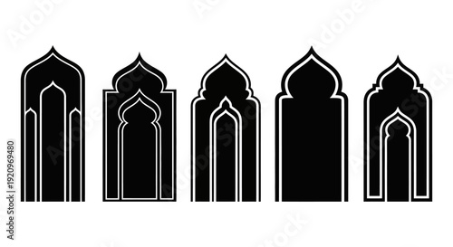 Collection of Islamic Geometric Arch Door and Window Silhouettes