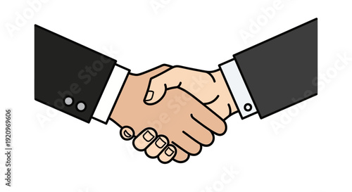 Two businessmen shaking hands, representing agreement, partnership, and successful collaboration