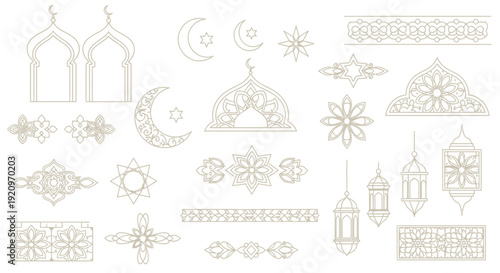 Islamic Geometric Ornaments and Symbols Collection for Ramadan and Eid Festive Design