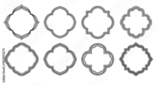 Set of Eight Elegant Decorative Frames and Borders with Subtle Detail