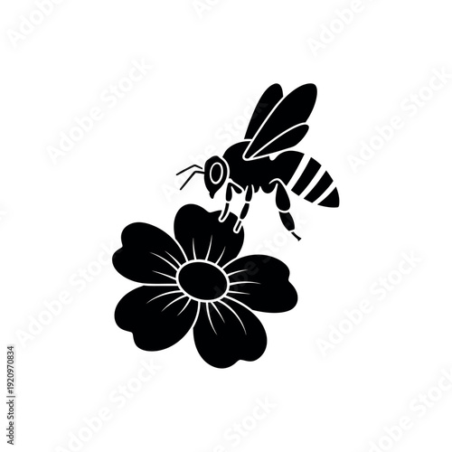 Bee and flower silhouette 1.