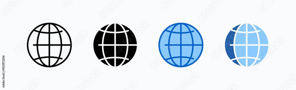 Obraz premium World Icon Sheet Multiple Style Collection Isolated Vector