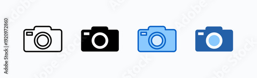 Camera Icon Sheet Multiple Style Collection Isolated Vector