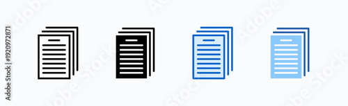 Document Icon Sheet Multiple Style Collection Isolated Vector