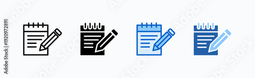Notepad Icon Sheet Multiple Style Collection Isolated Vector