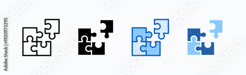Puzzle Icon Sheet Multiple Style Collection Isolated Vector