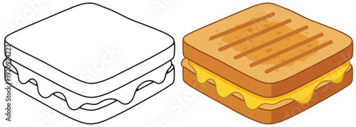 Grilled cheese sandwich with melted cheddar slice icon