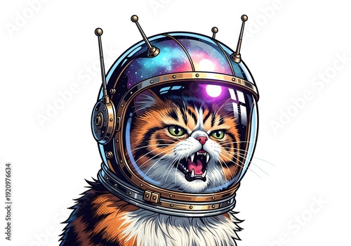 Cat Astronaut in Space Helmet