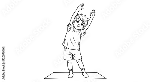 Child Stretching with Arms Raised High.