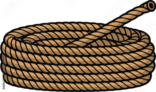Brown and black color rope vector on white background.