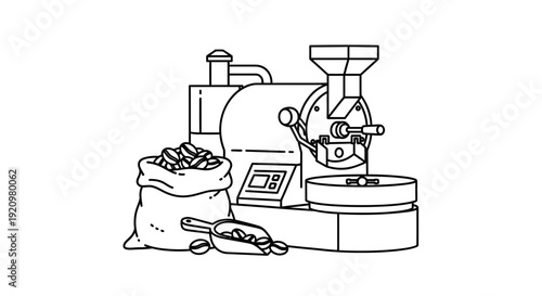 Coffee roasting machine with beans bag and scoop