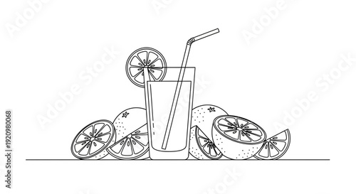 Refreshing citrus drink with slices of lime and lemon