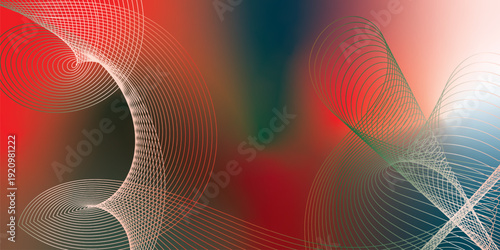 Dark textured noisy background featuring vibrant red, green and white abstract glowing gradient waves with soft blur effect for modern header, poster and banner design