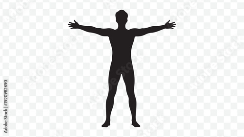Human silhouette with arms outstretched isolated on Transparent Background
