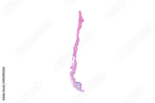 Chile Map - Polygon Style Vector Illustration in Pink and Purple Gradient, Low Poly Geometric Design, Isolated on White Background for Infographics and Education.