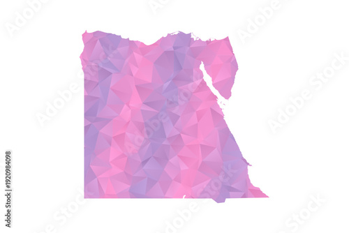 Egypt Map - Polygon Style Vector Illustration in Pink and Purple Gradient, Low Poly Geometric Design, Isolated on White Background for Infographics and Education.