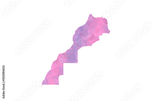Morocco Map - Polygon Style Vector Illustration in Pink and Purple Gradient, Low Poly Geometric Design, Isolated on White Background for Infographics and Education.