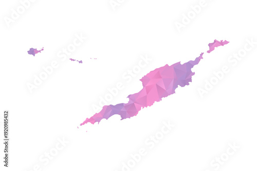 Anguilla Map - Polygon Style Vector Illustration in Pink and Purple Gradient, Low Poly Geometric Design, Isolated on White Background for Infographics and Education.