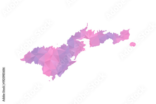 American Samoa Map - Polygon Style Vector Illustration in Pink and Purple Gradient, Low Poly Geometric Design, Isolated on White Background for Infographics and Education.