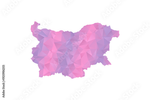 Bulgaria Map - Polygon Style Vector Illustration in Pink and Purple Gradient, Low Poly Geometric Design, Isolated on White Background for Infographics and Education.