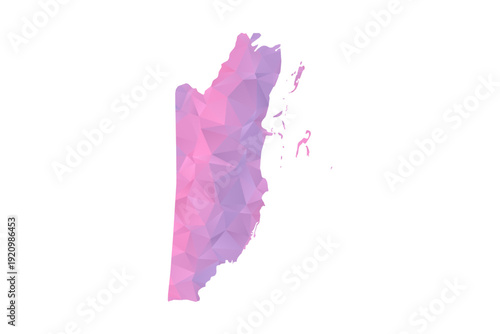 Belize Map - Polygon Style Vector Illustration in Pink and Purple Gradient, Low Poly Geometric Design, Isolated on White Background for Infographics and Education.